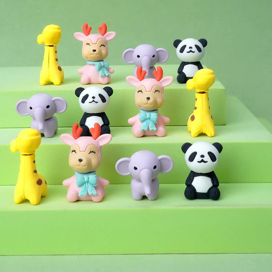 Adorable Animal Eraser Set Fun And Collectible Stationery For Kids (Pack of 3)