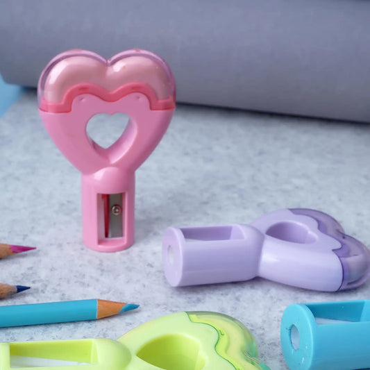 Heart Shaped 2-in-1 Sharpner And Eraser- Cute And Functional Stationery For Kids (Pack of 4)