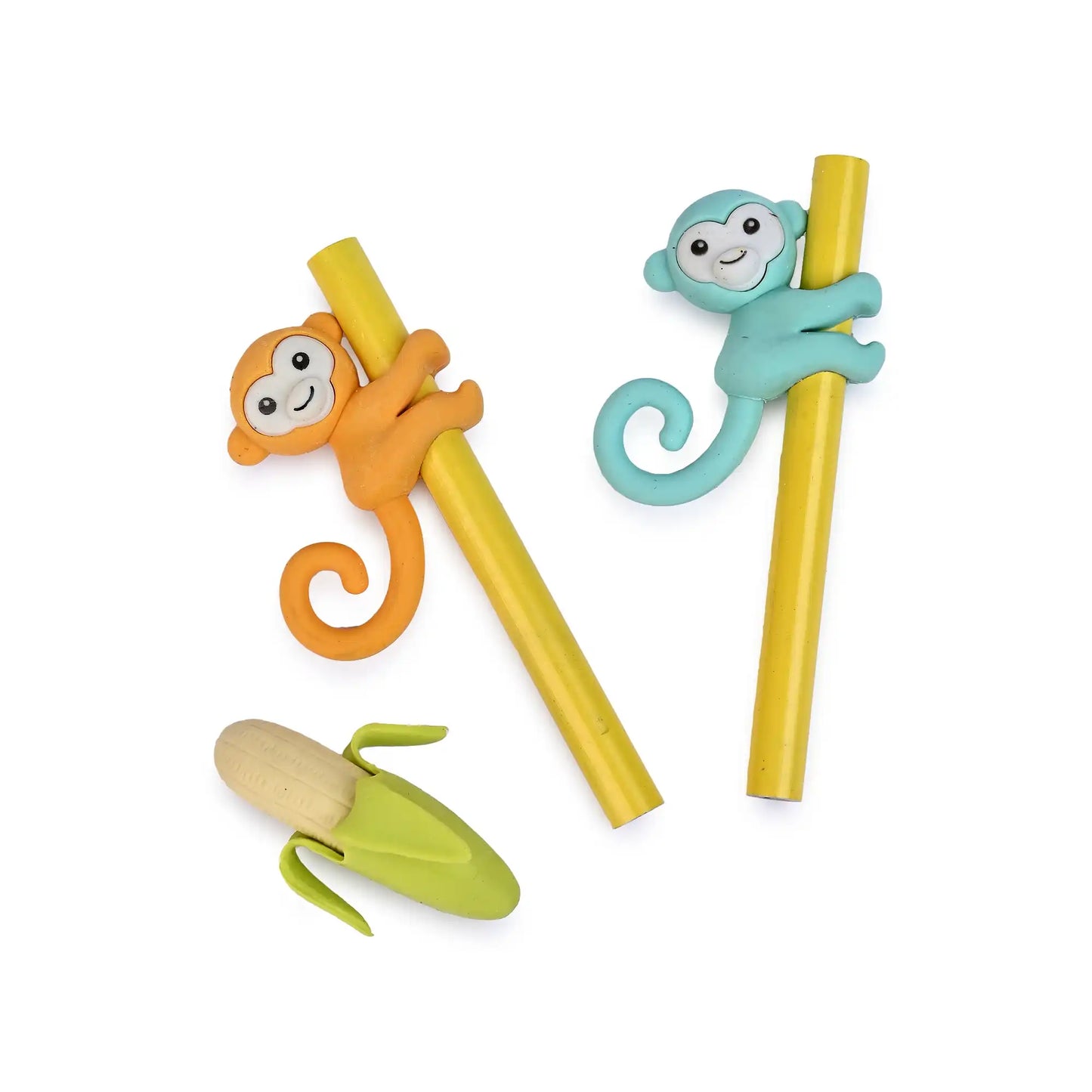 Cute Monkey And Banana Eraser Set – Fun And Playful Stationery For Kids (Pack of 3)
