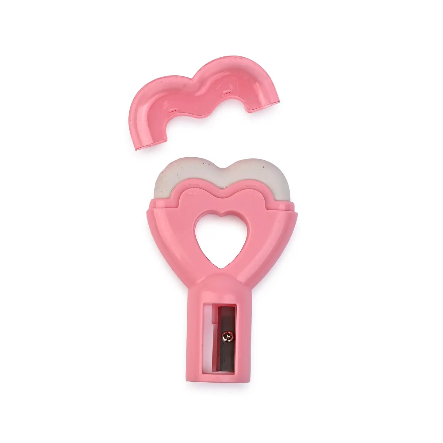 Heart Shaped 2-in-1 Sharpner And Eraser- Cute And Functional Stationery For Kids (Pack of 4)