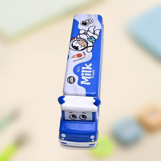 Quirky Bus Shaped Pencil Box- Unique Print And Spacious Design