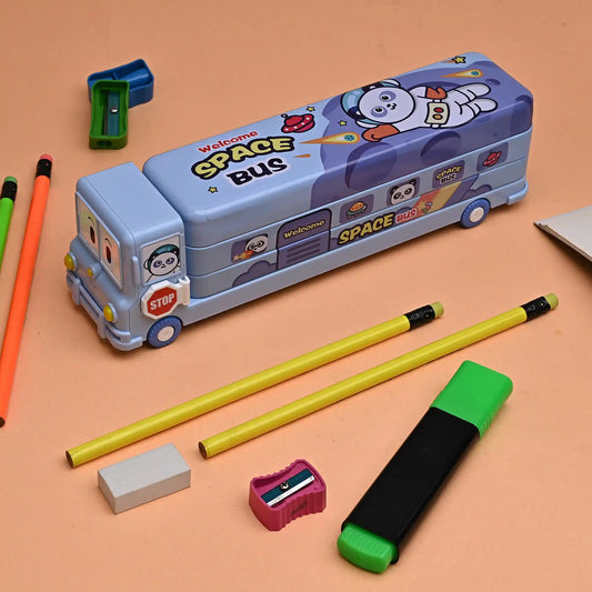 Quirky Bus Shaped Pencil Box- Spacious and Fun Storage