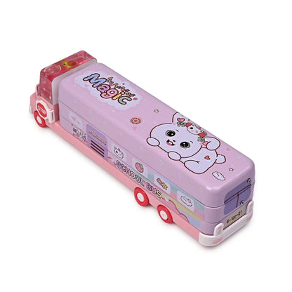 Pink Aquarium Themed Bus Pencil Box – Sparkling Water Design