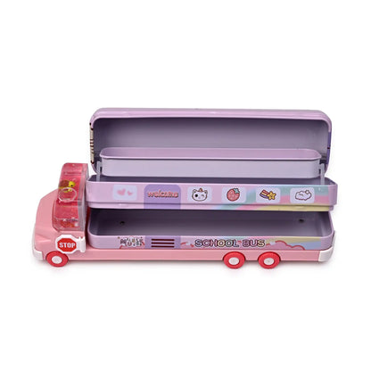 Pink Aquarium Themed Bus Pencil Box – Sparkling Water Design