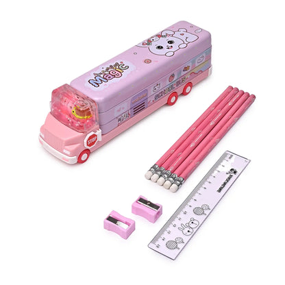 Pink Aquarium Themed Bus Pencil Box – Sparkling Water Design