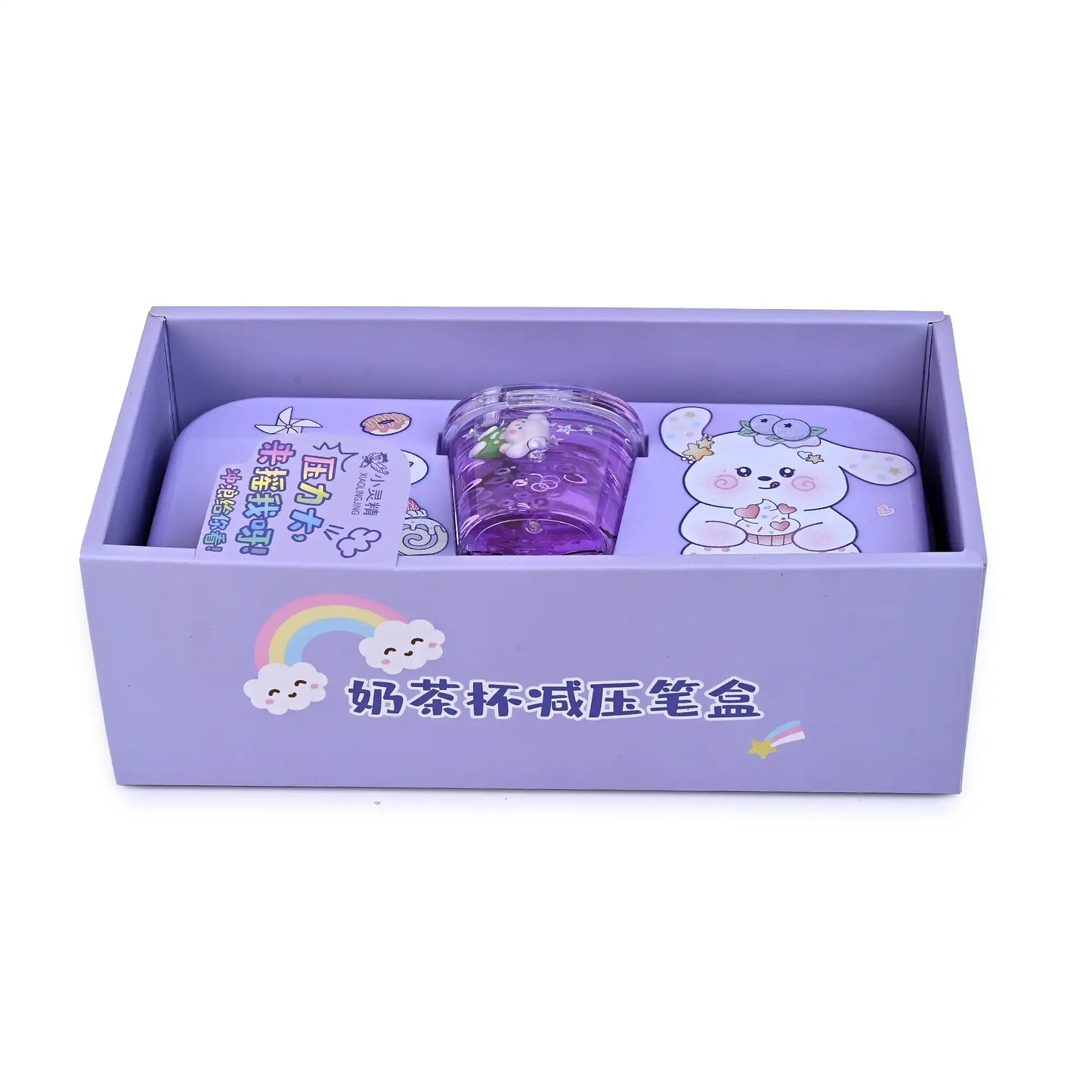 Sparkling Tumbler Pencil Box – Sturdy And Spacious With Glitter Water (Purple Edition)