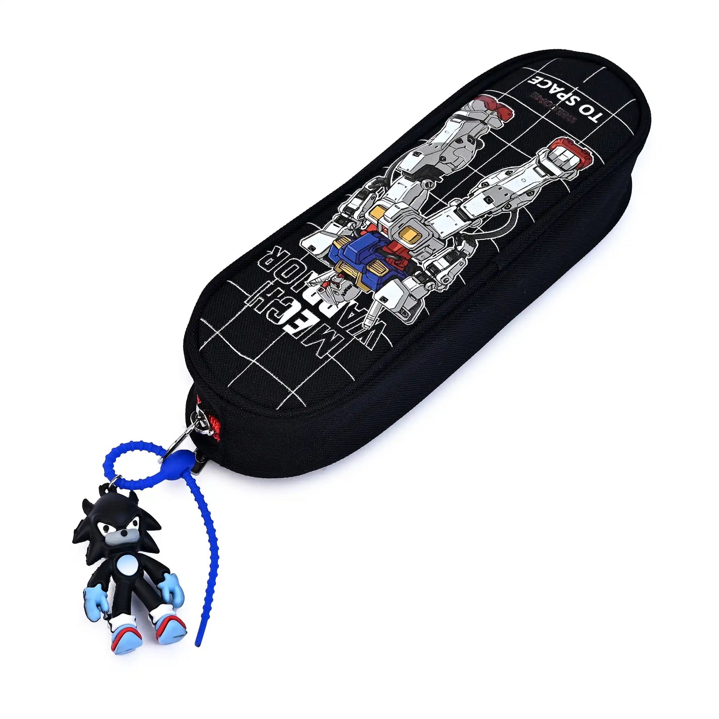 Mech Warrior Black Pencil Pouch With Keychain – Spacious And Stylish