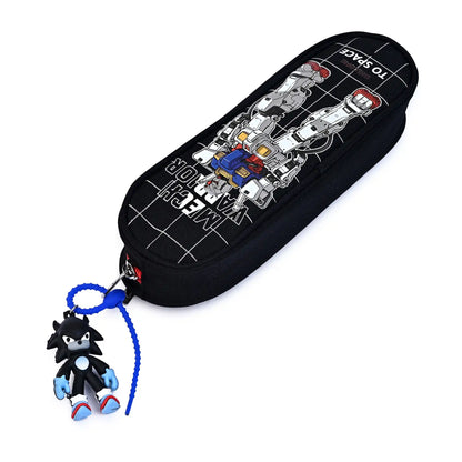 Mech Warrior Black Pencil Pouch With Keychain – Spacious And Stylish