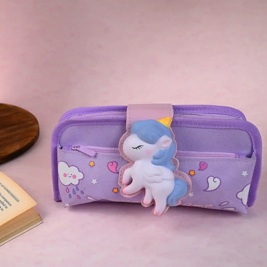 Lilac Unicorn Velcro Pouch – Spacious and Adorable